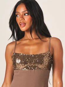 MISSGUIDED 亮片上身細肩帶吊帶迷你洋裝 派對夜晚場合洋裝 - 粉色 - 查看 2