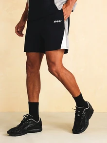 SUMWON Color Block Athletic Shorts With Side Panel Detail And Logo Print For Summer Training - Multicolor - View 1