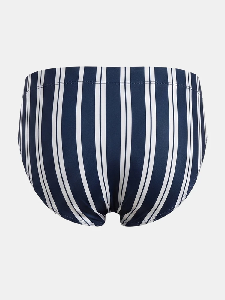 Cueca de Banho com Listras Verticais para Praia, Piscina, Férias de Verão, Estilo Náutico Clássico