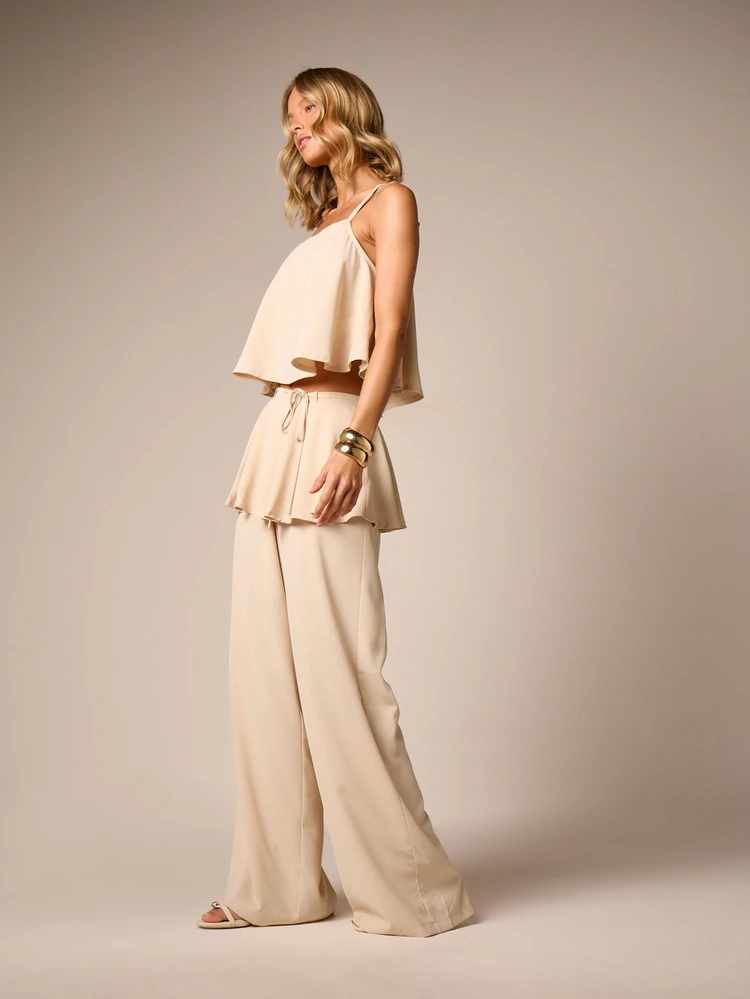 Floaty Peplum Cami With Wide Leg Trouser Co-Ord