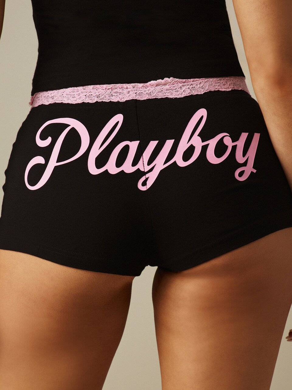 Missguided x Playboy Lace Trim Cami Top And Booty Short Pyjama Set