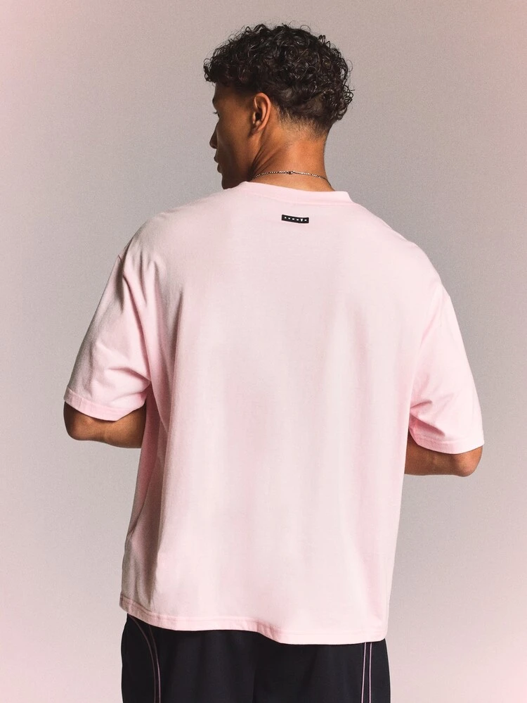 PLAYBOY X SUMWON Bunny Logo Regular Fit Crew Neck Short Sleeve Casual T-Shirt With Raw Edge Detail