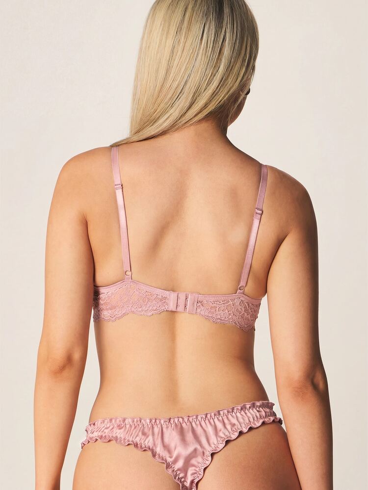 MISSGUIDED Satin Ruffle Lettuce Hem Bridal Thong Panty With Wifey Embroidery And Bow Detail