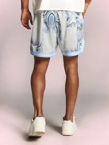 SUMWON Paisley Print Pull-On Curved Hem Shorts With Drawstring Waist And Side Splits Summer Holiday - Multicolor - View 2