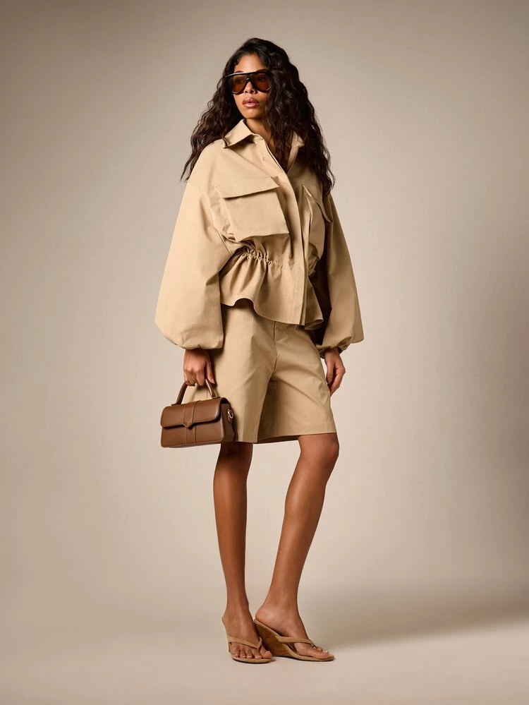 Longline Tailored Bermuda Shorts With Straight Leg