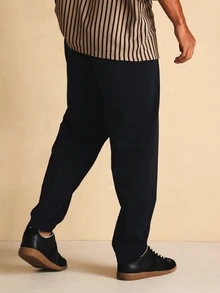 SUMWON Straight Chino Pants With Classic Slash Pockets Solid Navy Tailored Fit Full Length Trousers Spring Summer - Royal Blue - View 3