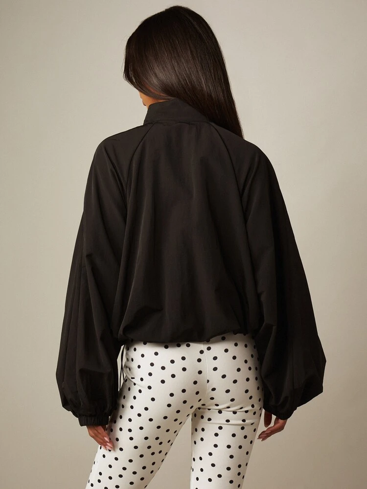 MISSGUIDED Balloon Sleeve Cropped Windbreaker With Zip Closure