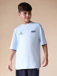 SUMWON Design Studios Limited Edition Football Tournament Oversized Crew Neck Short Sleeve Graphic Print Tee - Blue - View 2