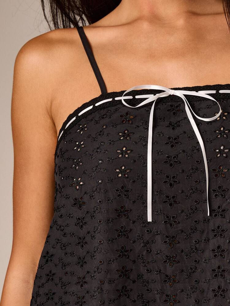 Broderie Cami And Wide Leg Trouser Pyjama Set
