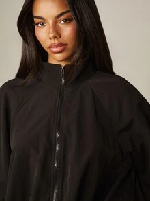 MISSGUIDED Chaqueta Corta con Cremallera y Mangas Abullonadas Oversize, Dobladillo Elástico y Cuello Alto - Negro - Ver 4