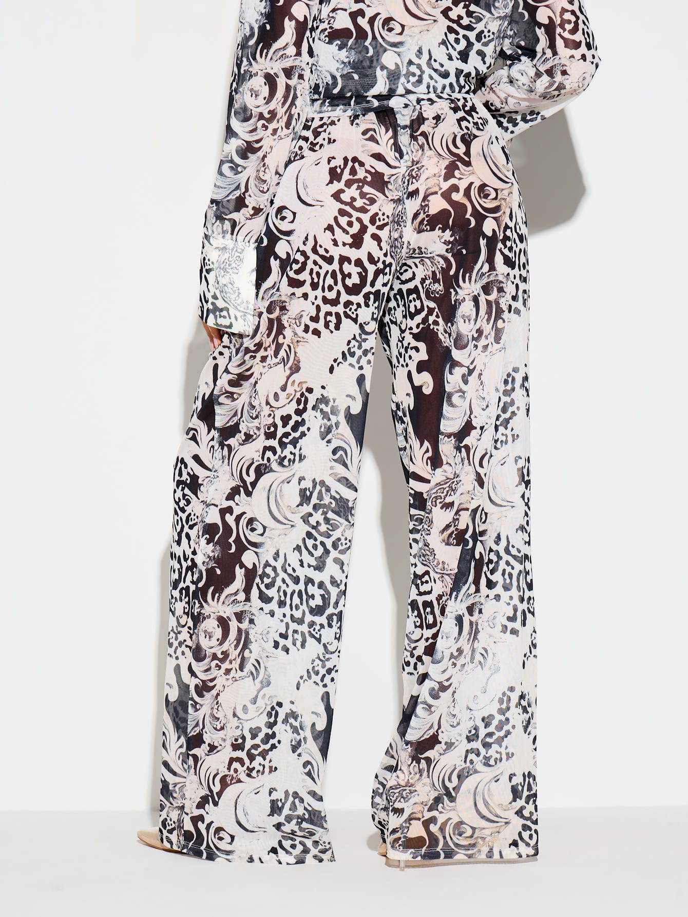 Baroque Animal Print Wide Leg Trousers