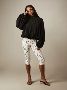 MISSGUIDED Chaqueta Corta con Cremallera y Mangas Abullonadas Oversize, Dobladillo Elástico y Cuello Alto - Negro - Ver 3
