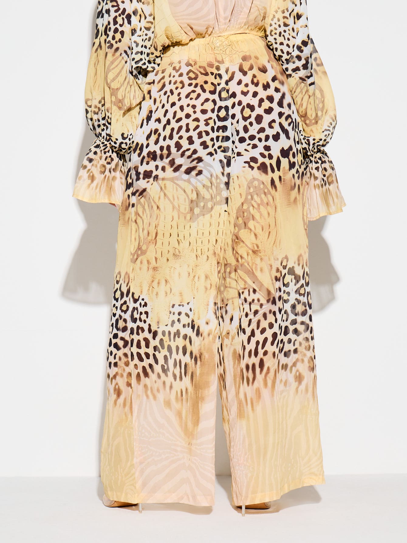 Wide Leg Palazzo Trousers With Mixed Animal Print