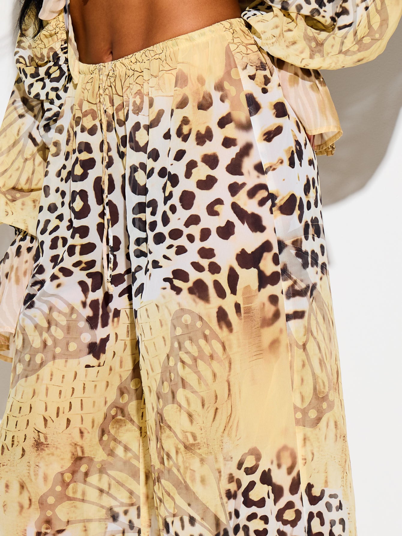 Wide Leg Palazzo Trousers With Mixed Animal Print
