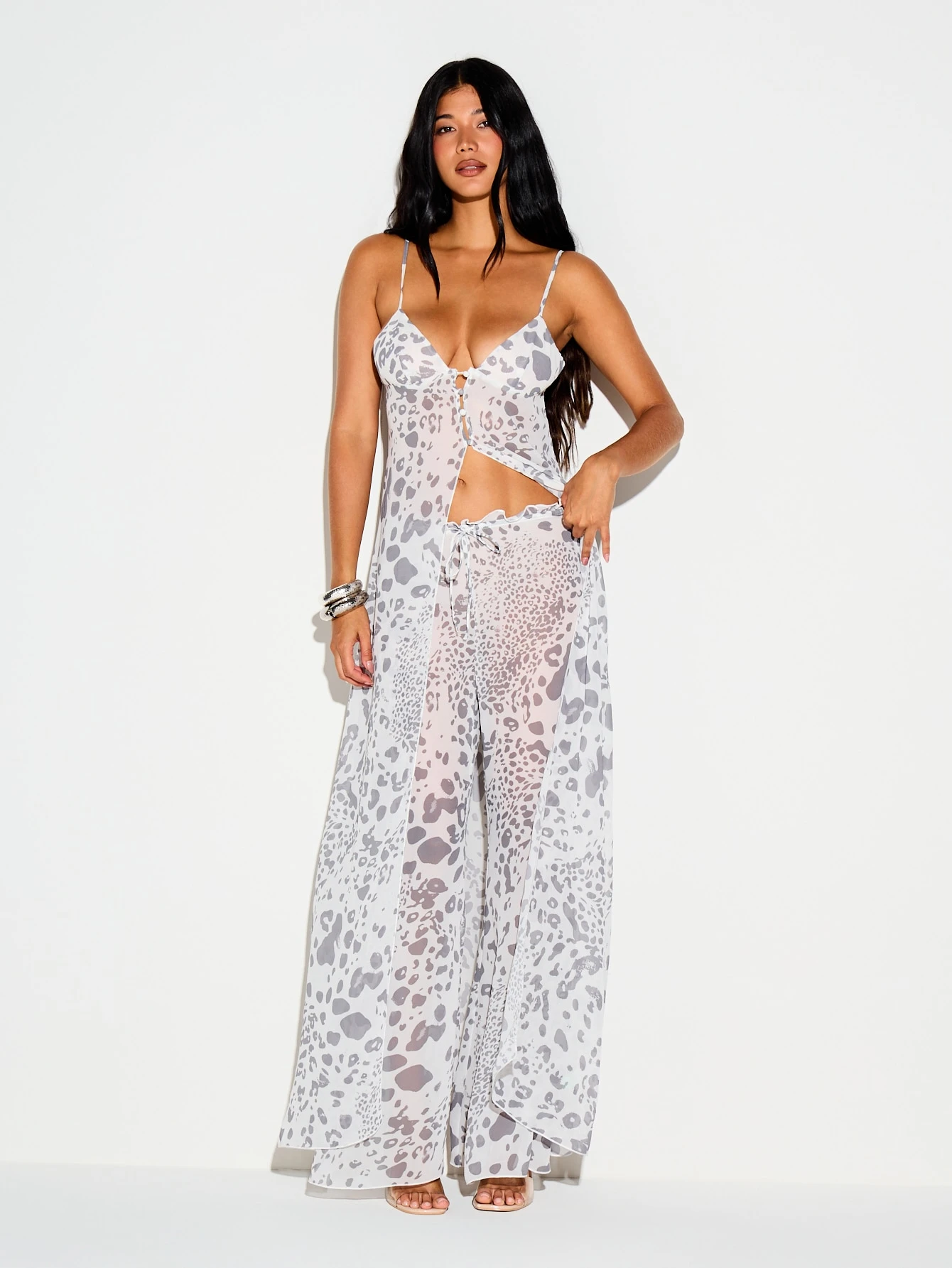 Leopard Print Longline Cami With V-Neck