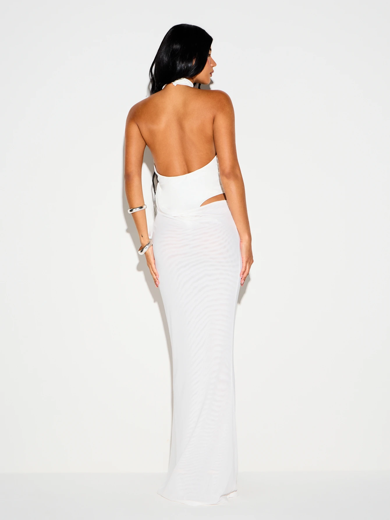 High Neck Keyhole Cut-Out Backless Mermaid Maxi Dress