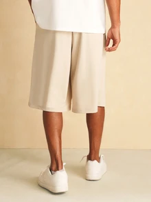 SUMWON Short Bermuda coupe décontractée en maille interlock avec taille élastiquée et détail de logo brodé pour l'été - Nude - Voir 2