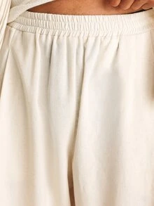 SUMWON Pleated Balloon Wide Leg Trouser For Men Summer Casual Relaxed Fit Pull-On Linen Blend Full Length Pants - Apricot - View 5