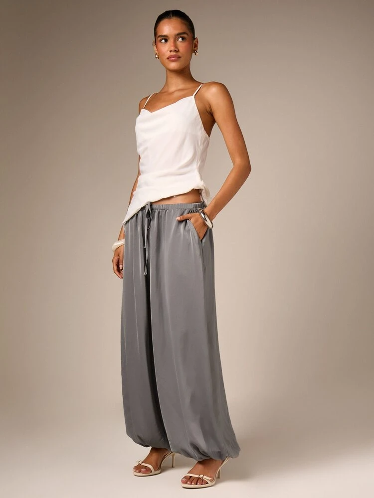 Balloon Leg Harem Trousers With Drawstring Waist