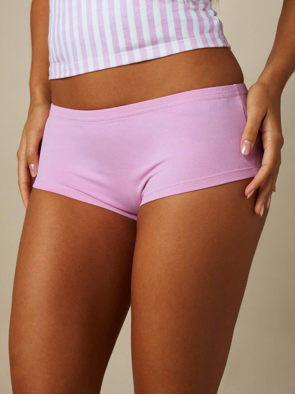 MISSGUIDED Striped Cami And Shorts Lounge Set Square Neck Adjustable Straps Soft Knit Summer Sleepwear Two-Piece Co-Ord