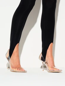 KIZN High-Waist Stirrup Leggings With Sleek Skinny Fit And Stretchy Slinky Fabric For Party Night Out - Black - View 4