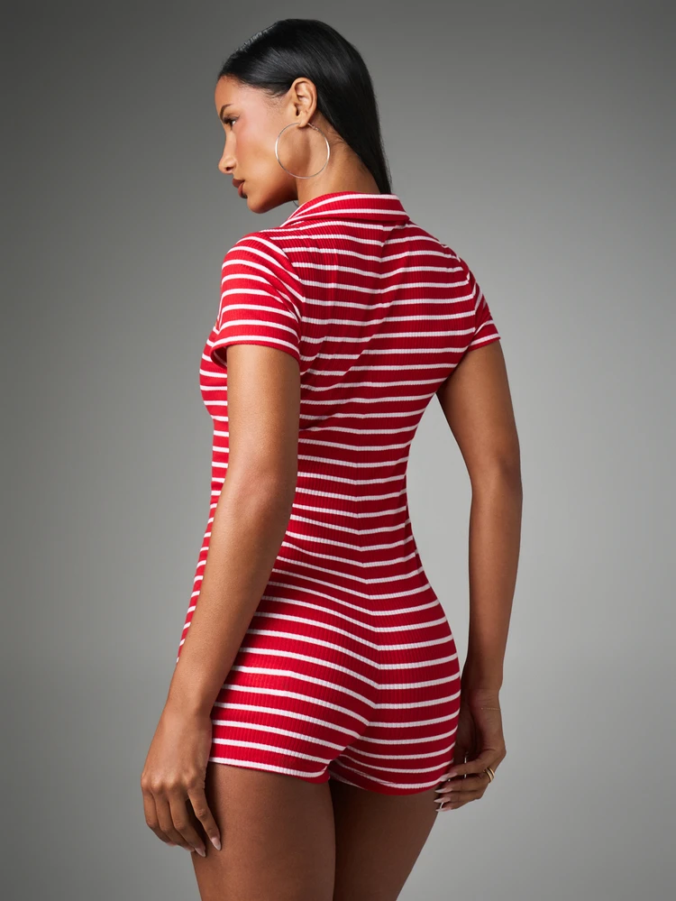 BABYPHAT STRIPE RIB JERSEY ROMPER