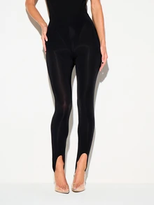 KIZN High-Waist Stirrup Leggings With Sleek Skinny Fit And Stretchy Slinky Fabric For Party Night Out - Black - View 1