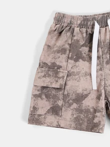 SUMWON Boys Oversized Sleeveless Tank Top And Camouflage Cargo Shorts Co-Ord Set Summer Two-Piece Outfit With Back Graphic Print - Apricot - View 5
