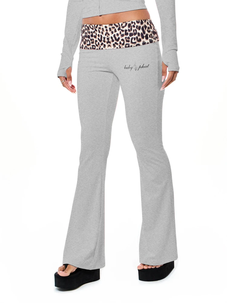 BABYPHAT FOLD OVER WAIST YOGA LEGGINGS WITH CONTRAST ANIMAL PRINT