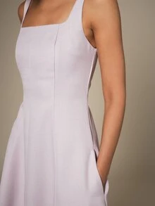 KSTM Square Neck Sleeveless Fit And Flare Midi Dress With Pockets Structured Bodice Elegant Spring Summer - Mauve Purple - View 4