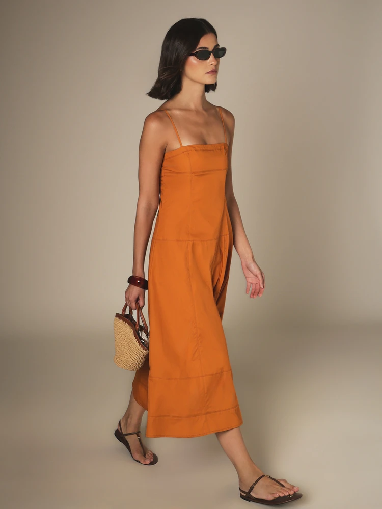 KSTM Strappy Square Neck Paneled Midi Dress With Tiered A-Line Skirt Summer Sundress