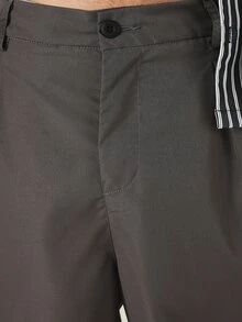 SUMWON Wide Leg Suit Pants With Elastic Waistband Relaxed Fit Tailored Trousers For Smart Casual Occasions - Dark Grey - View 5