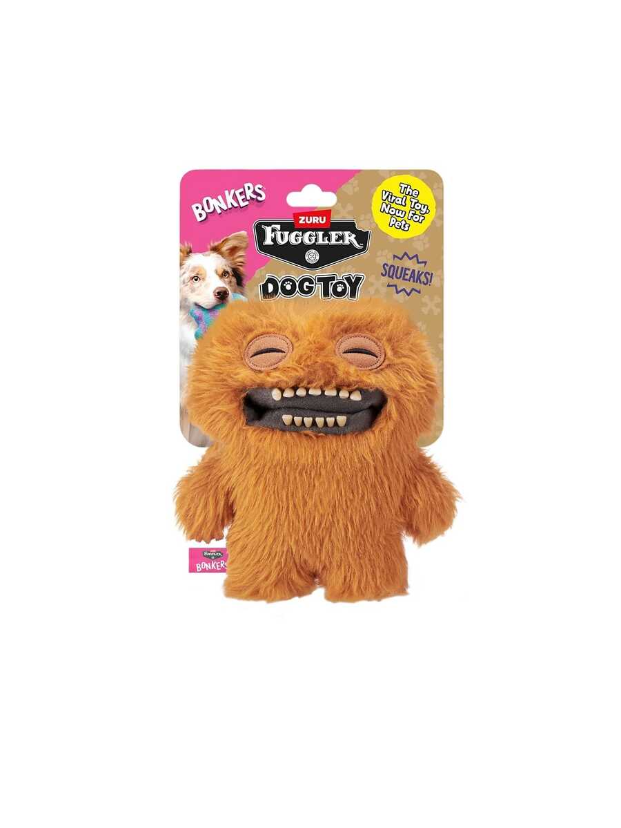 ZURU Fuggler Bonkers-Dog Toys (Count Underoo McGoo) Pet Plush Toys 8-Inch Funny Monster Weird Creature - Count Underoo McGoo-Orange - View 1