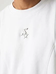 SUMWON Mens Sleeveless Crop Tank Top Mock Neck Metallic Logo Summer Streetwear Casual Vest - White - View 6