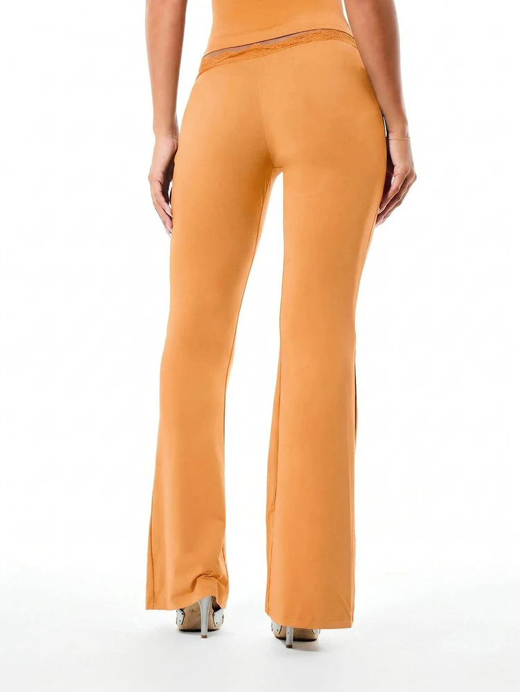 BABYPHAT LACE TRIM LOW WAIST FLARE LEGGINGS