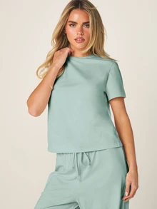 MISSGUIDED Relaxed Fit Wide Leg Drawstring Co-Ord Set With Short Sleeve Tee And Flowy Palazzo Trousers For Casual Summer Days - Teal Blue - View 5