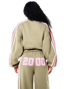 SUMWON WOMEN Chicago 2000 Varsity 印花全開襟短版運動衫，側邊條紋設計，假領 - 彩色 - View 2