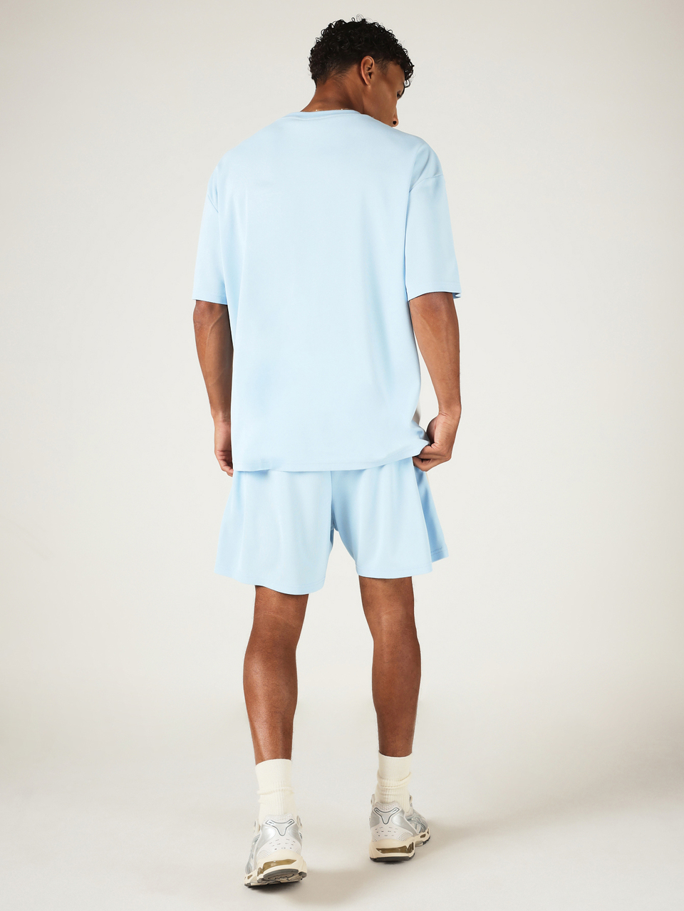 Co-Ord Set Oversized Crew Neck Tee And Contrast Panel Shorts Two-Piece Summer Matching Outfit