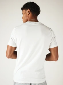 SUMWON Script Logo Slim Fit Crew Neck Short Sleeve Cotton T-Shirt Casual Everyday Essential - White - View 2