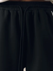 PLAYBOY X SUMWON Bunny Logo Black Casual Piping Jorts With Drawstring Waist Side Pockets Knee Length Summer Shorts - Black - View 7