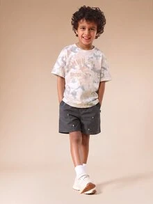 SUMWON Boys Oversized Camouflage Print Co-Ord T-Shirt Set With Brooklyn NYC Graphic Print For Spring Summer - Orange - View 6