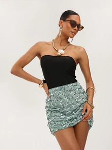 Dancing Leopard Green High-Waisted Sequin Mini Skirt, Music Festival Outfit - Green - View 3