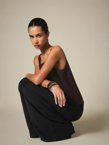 KSTM Wide Leg Drawstring Palazzo Pants With Elastic Waist, Flowy Relaxed Fit, Summer Casual Style - Black - View 6