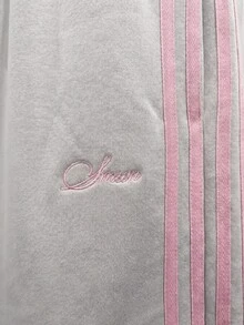 SUMWON Side Stripe Fleece Shorts With Drawstring Waist Casual Bermuda Longline Short For Summer - Grey - View 5