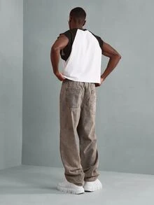 SUMWON Boxy Fit Raglan Crop Tank Top With Raw Edge Trim And Contrast Color Block Panels For Summer - Black and White - View 4