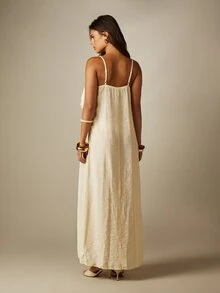MISSGUIDED Loose Fit Woven Maxi Dress With Double Frill Overlay And Thigh High Split Summer Vacation - Light Yellow - View 2