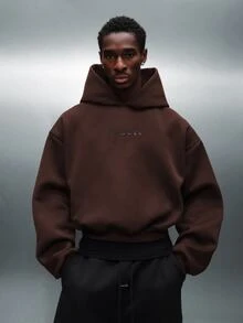 PLAYBOY X SUMWON Sudadera con capucha Crop Fit Essentials Oversized con gráfico de conejo con cristales de strass en la espalda - Marrón Chocolate - Ver 2