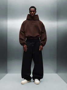 PLAYBOY X SUMWON Sudadera con capucha Crop Fit Essentials Oversized con gráfico de conejo con cristales de strass en la espalda - Marrón Chocolate - Ver 5