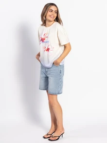 Rouah Women's Essence Print Round Neck Short Sleeve Casual T-Shirt - Summer T-Shirt, T-Shirt For Woman, Floral Print T-Shirt, Vacay Vibes, Vacay T-Shirt - Multicolor - View 5