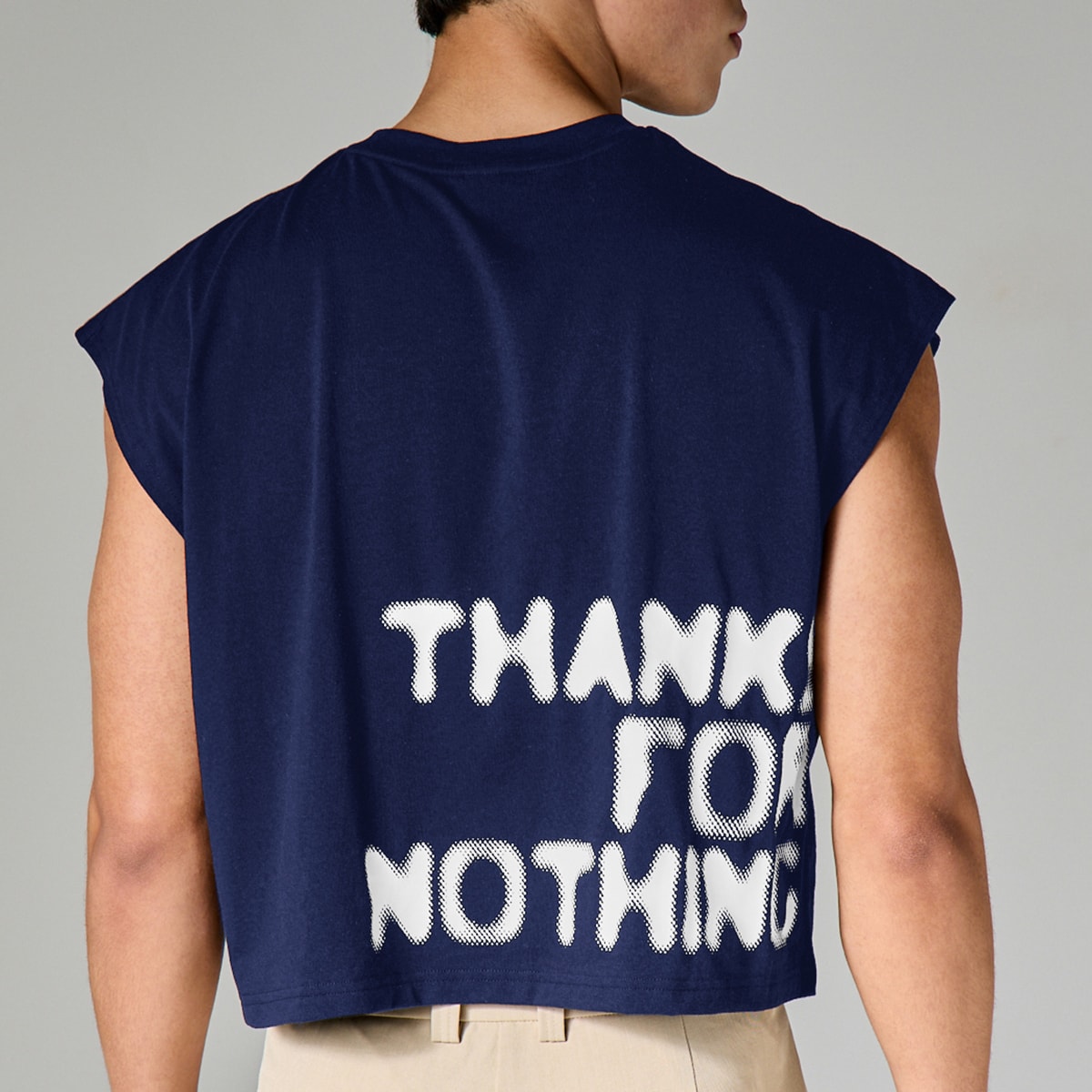 Graphic Sleeveless Crop Tank Top With Bold Back Text Print Crewneck Summer Streetwear